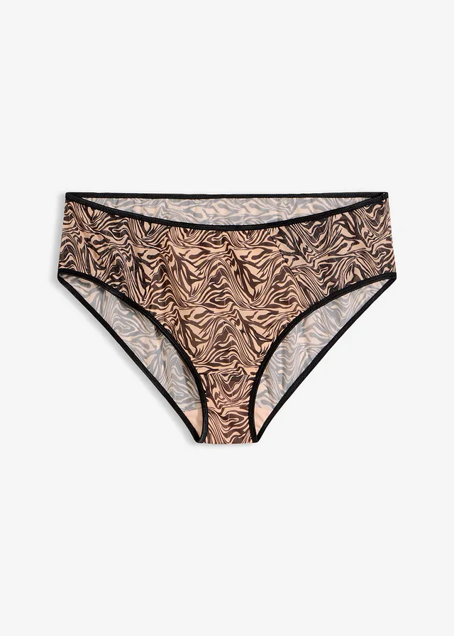 Maxislip van bedrukt mesh • zwart met zebraprint • bonprix online shop