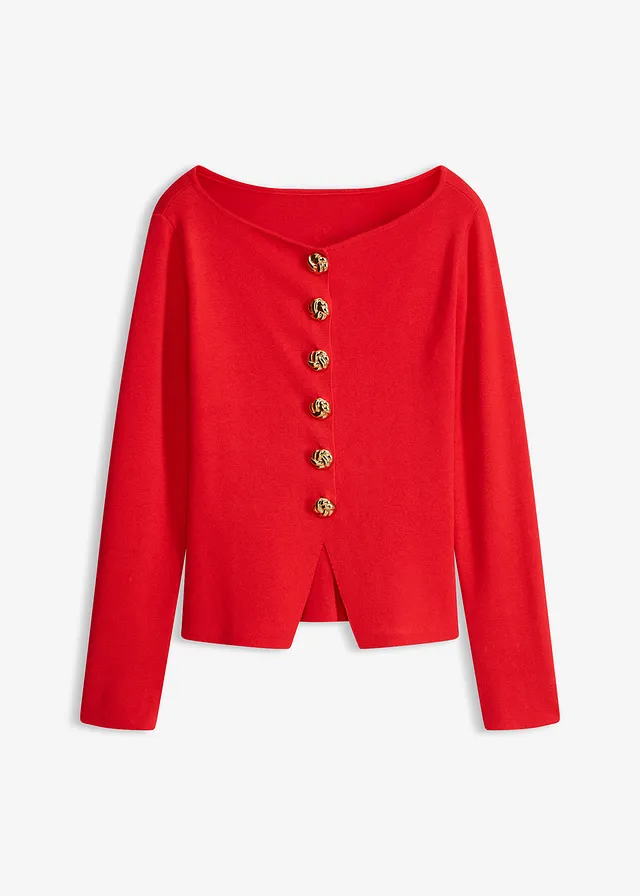 Jachetă tricotată cu peplum și nasturi decorativi