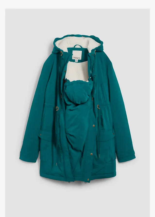 Zwangerschapsjas/ draagjas met teddy voering • briljantgroen • bonprix online shop