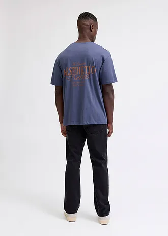 T-shirt van puur katoen, Kleur: nightshadow blue met print