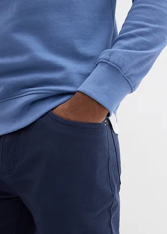 Lot de 2 sweats 100% coton • bleu jean + bleu foncé imprimé • Boutique bonprix