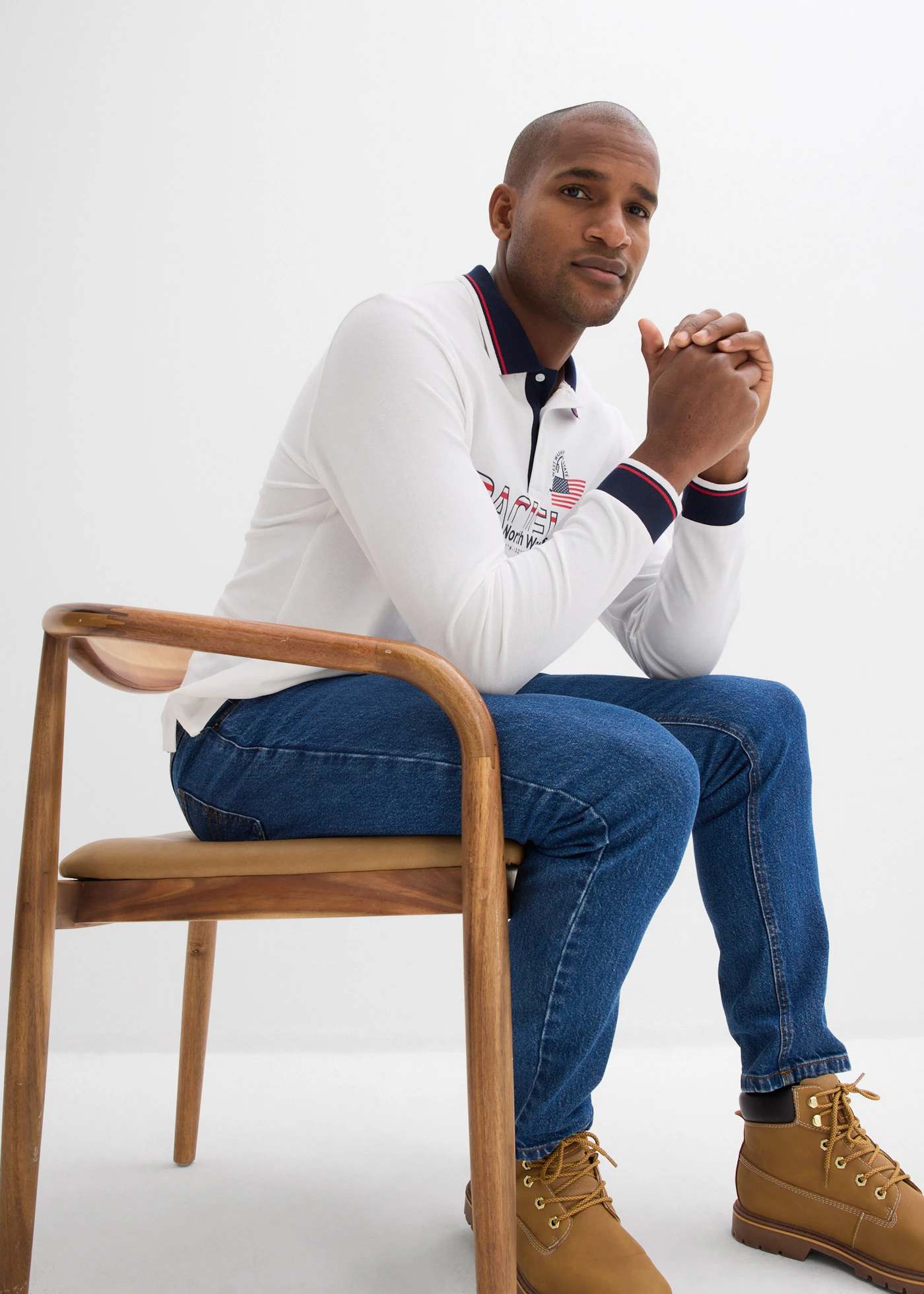 Piké pólóing hosszú ujjakkal és tiszta bio-pamutból • fehér/mintás • bonprix áruház