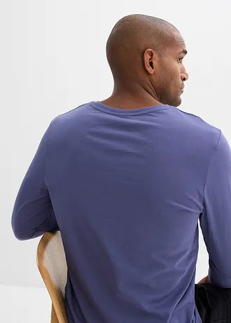 T-shirt manches longues 100% coton • indigo imprimé • Boutique bonprix