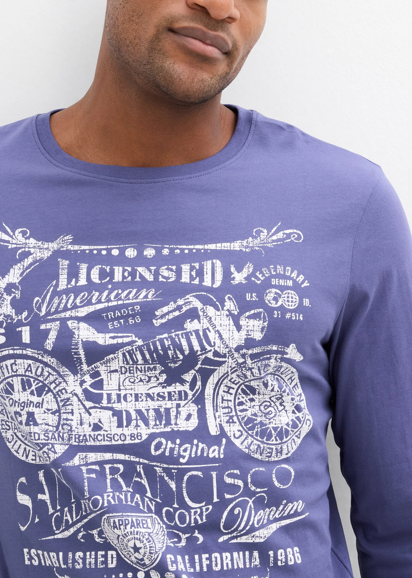 Longsleeve van puur biologisch katoen • indigo met print • bonprix online shop