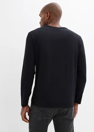 Longsleeve van biologisch katoen, Kleur: zwart met print