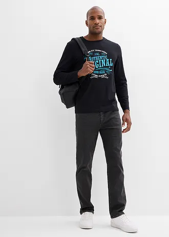 Longsleeve van biologisch katoen, Kleur: zwart met print