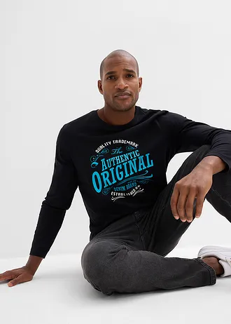 Bluză cu mâneci lungi din bumbac organic 100% • negru • magazin bonprix