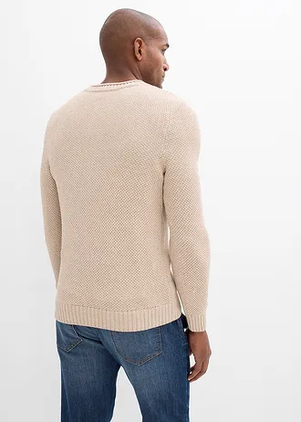 Pulover cu bumbac reciclat • alb melanj • magazin bonprix