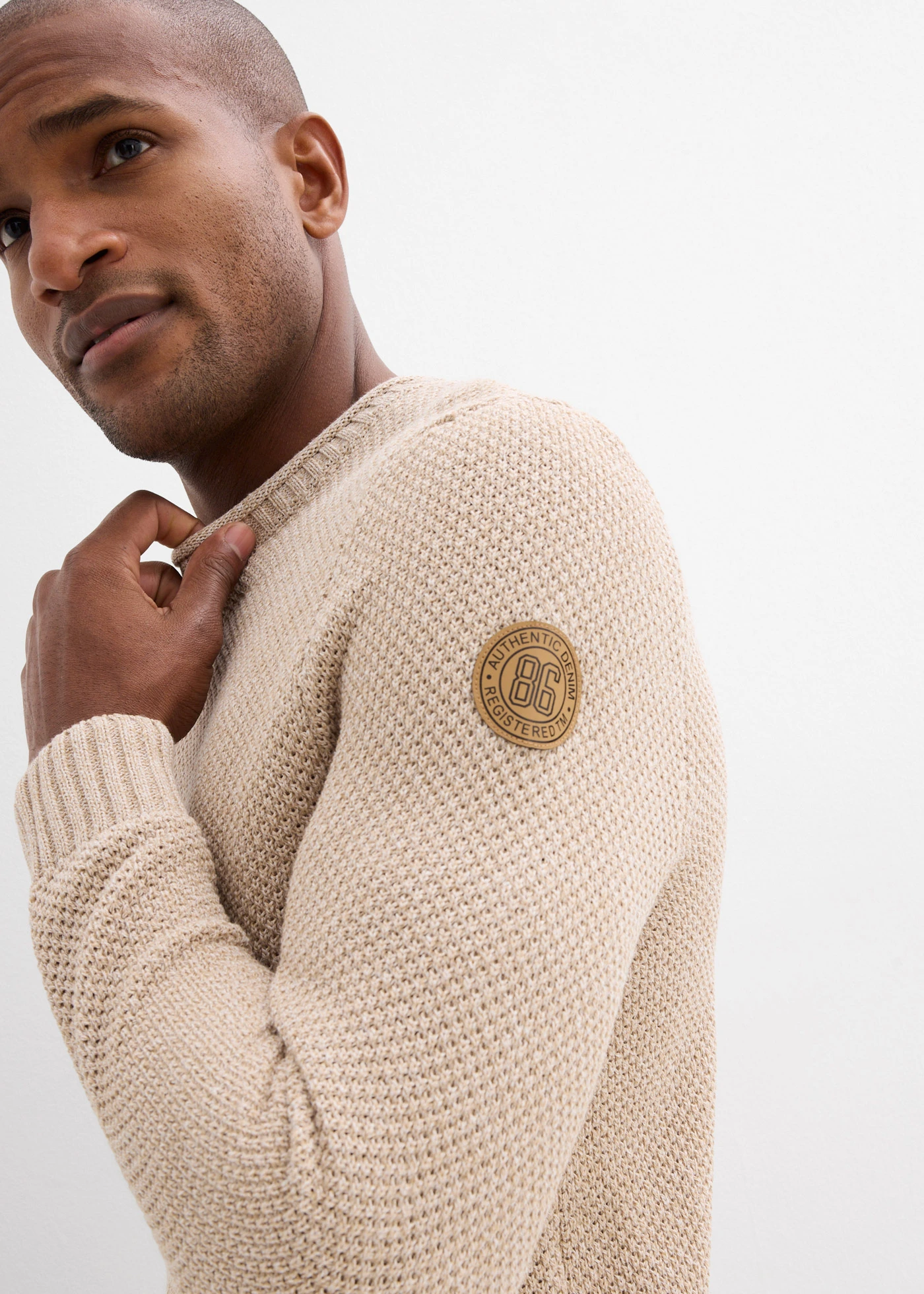 Trui met gerecycled katoen • beige gemêleerd • bonprix online shop