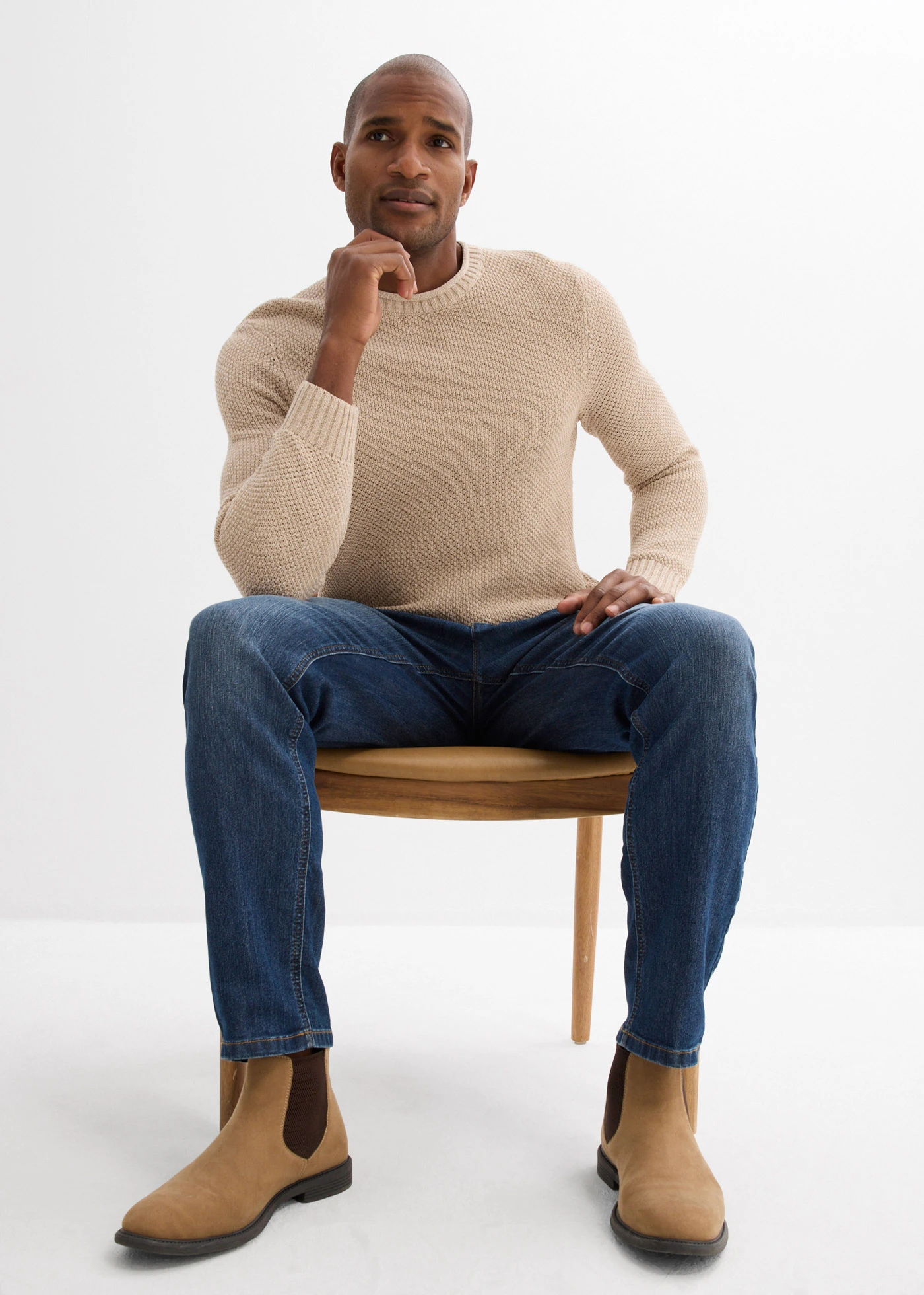 Svetr s recyklovanou bavlnou • béžová melír • bonprix obchod