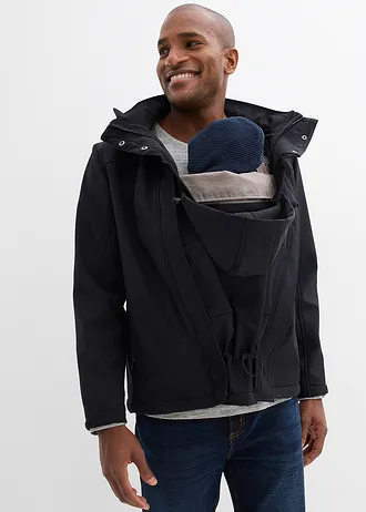 3-in-1 draagjas voor heren met draagfunctie aan de voor- en achterkant, Kleur: zwart