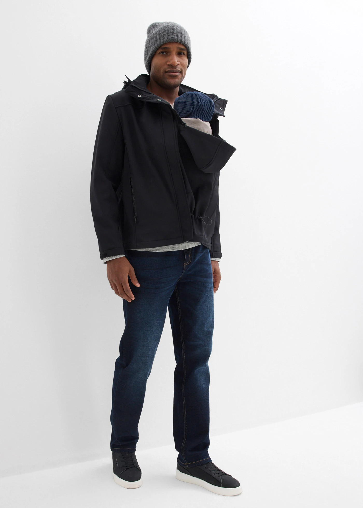 3 az 1-ben férfi hordozódzseki elülső és hátsó hordozófunkcióval • fekete • bonprix áruház