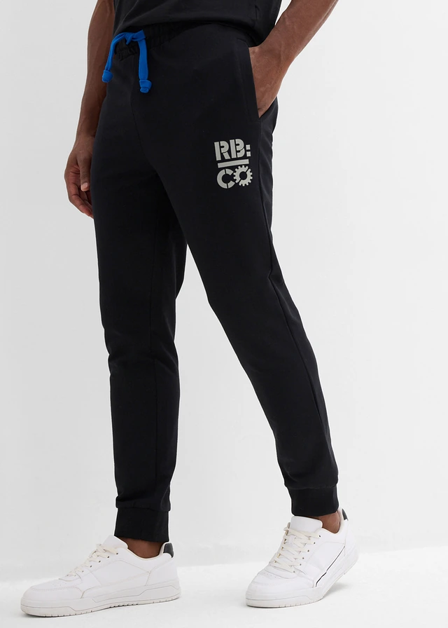 Pantalon de jogging à détails contrastants, Couleur: noir