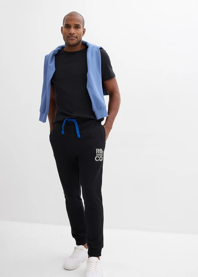 Pantalon de jogging à détails contrastants, Couleur: noir