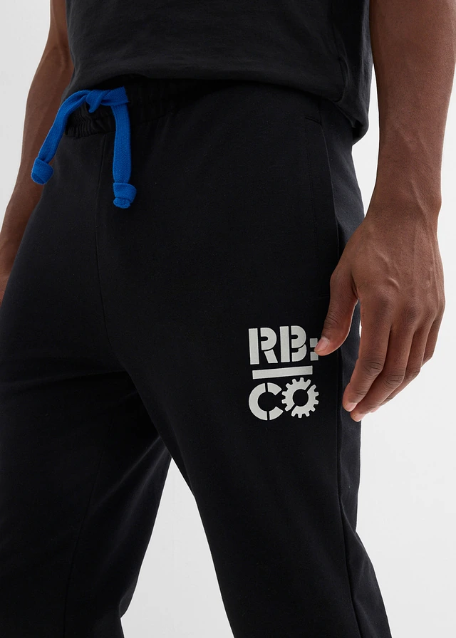 Joggingové kalhoty s kontrastními detaily • černá • bonprix obchod
