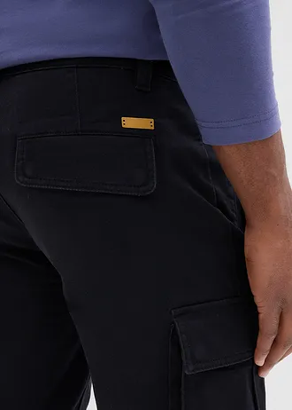 Pantalon cargo regular en coton extensible et robuste, droit • noir • Boutique bonprix