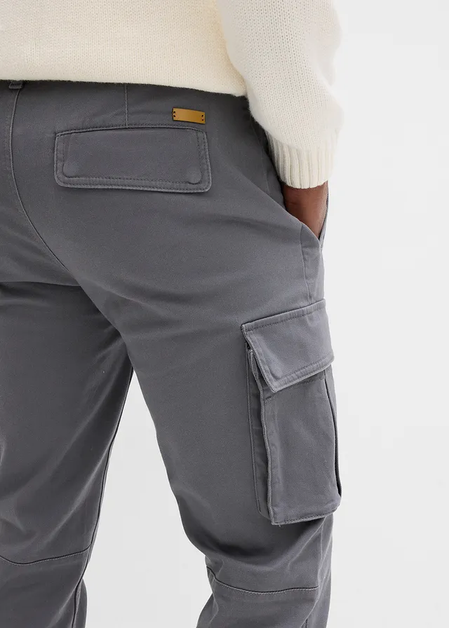Pantalon cargo regular en coton extensible et robuste, droit • gris fumée • product-page.page-title-suffix
