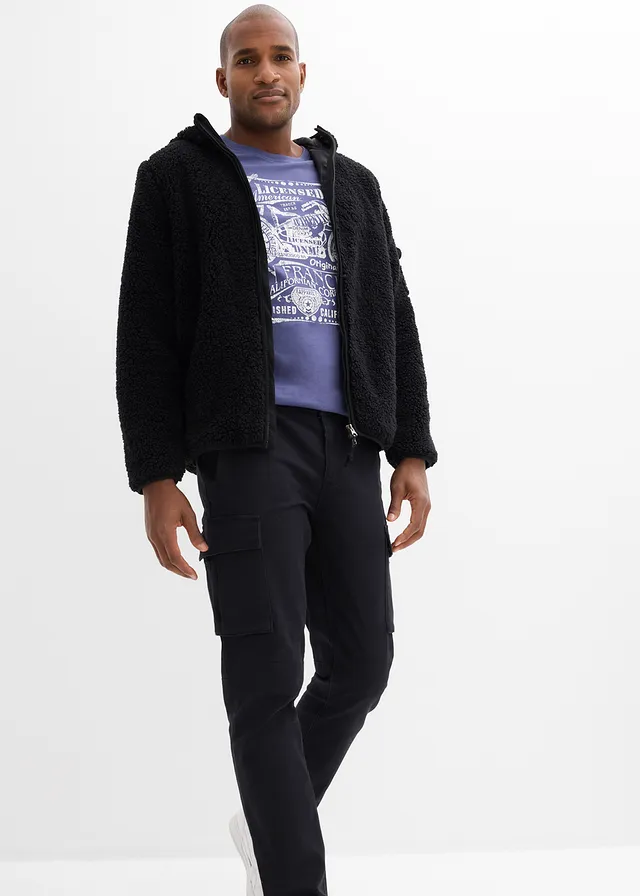 Pantalon cargo regular en coton extensible et robuste, droit • noir • product-page.page-title-suffix