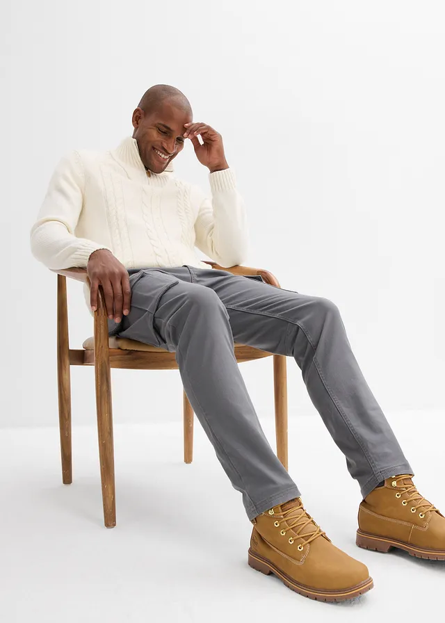 Cargo broek straight regular fit met puur katoen • rookgrijs • product-page.page-title-suffix