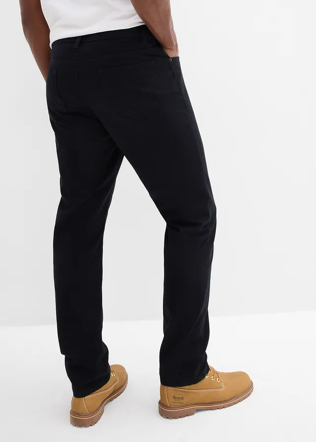 Regular fit twill broek van katoen, straight, Kleur: zwart
