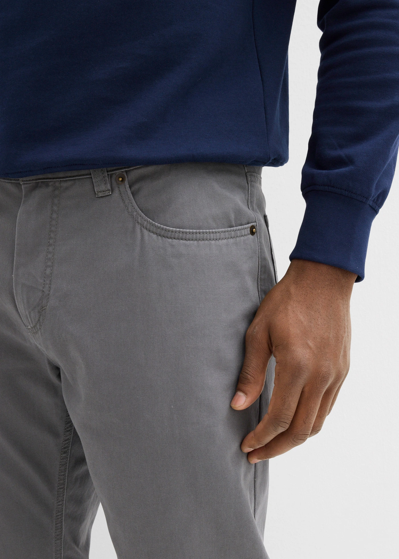 Regular fit twill broek van katoen, straight • rookgrijs • bonprix online shop