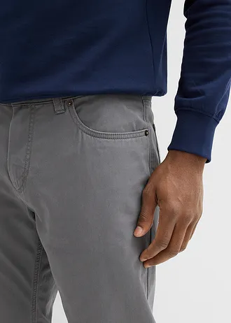 Regular fit twill broek van katoen, straight • rookgrijs • bonprix online shop