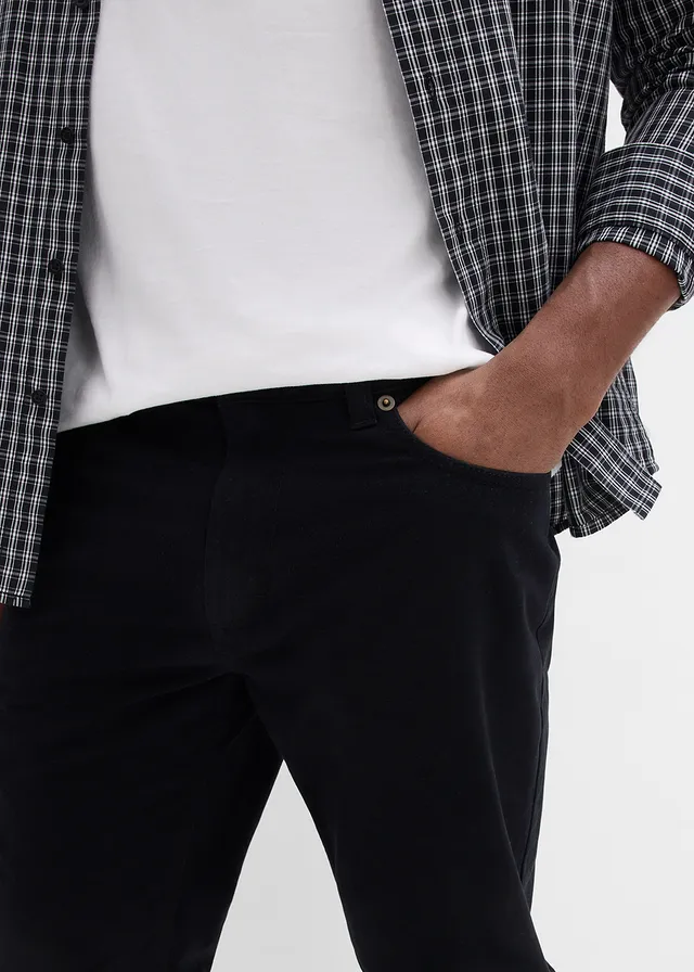 Keprové kalhoty z čisté bavlny Regular Fit, Straight • černá • bonprix obchod