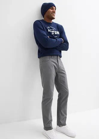 Regular fit twill broek van katoen, straight • rookgrijs • bonprix online shop