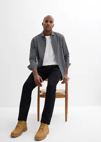 Keprové kalhoty z čisté bavlny Regular Fit, Straight • černá • bonprix obchod