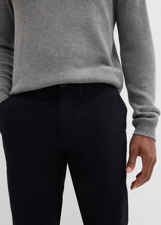Chino kalhoty z čisté bavlny Regular Fit, Straight • černá • bonprix obchod