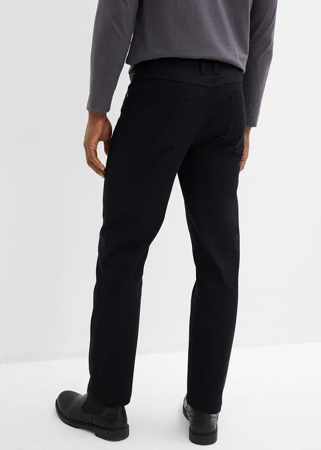 Pantalon droit et extensible, coupe classique, Couleur: noir
