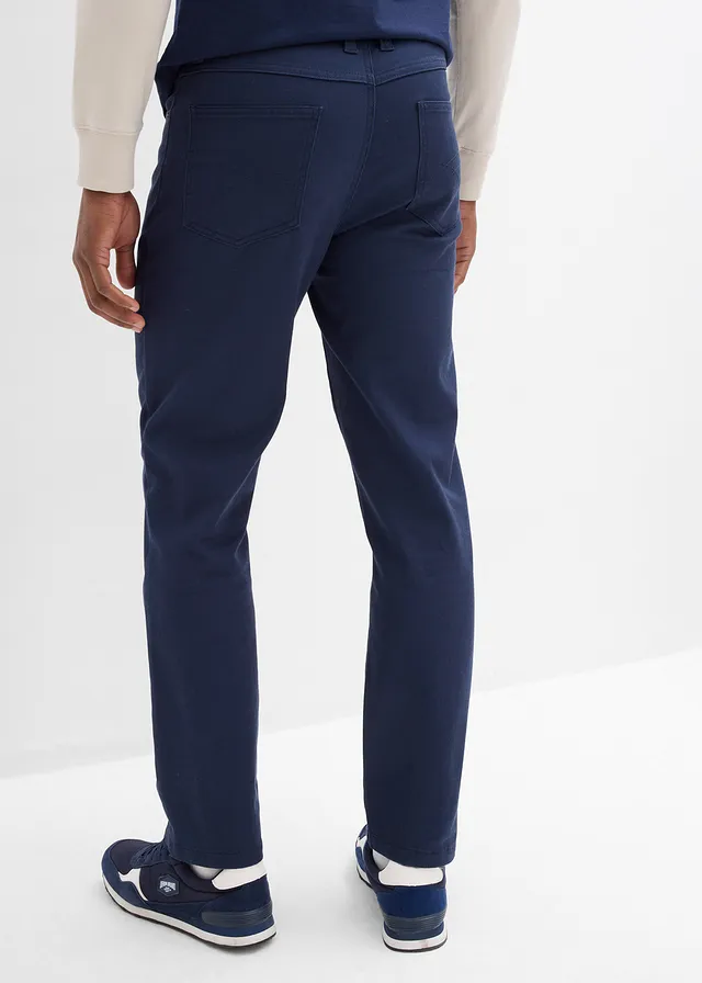 Classic fit stretch broek, straight • donkerblauw • product-page.page-title-suffix