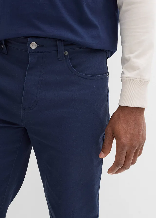 Classic fit stretch broek, straight • donkerblauw • product-page.page-title-suffix
