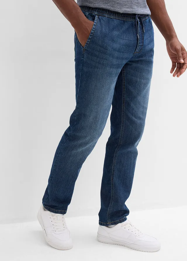 Jean droit et léger à taille élastiquée, regular • bleu foncé denim • product-page.page-title-suffix