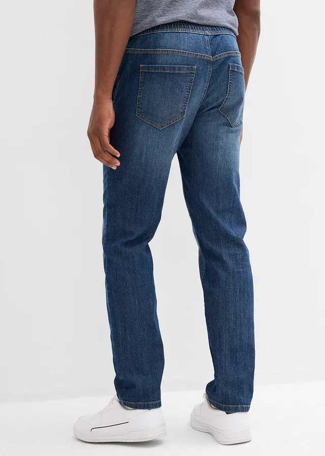 Lichte regular fit broek met comfortband, straight • donkerblauw denim • bonprix online shop