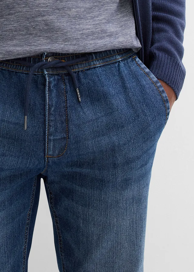 Jean droit et léger à taille élastiquée, regular • bleu foncé denim • product-page.page-title-suffix