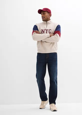 Jean classique, droit, Couleur: bleu foncé denim