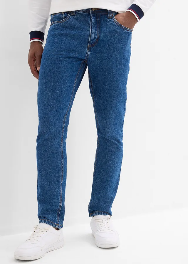Jean droit classique, taille élastiquée