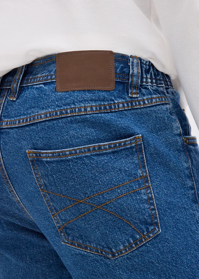 Jean droit classique, taille élastiquée • bleu denim • product-page.page-title-suffix
