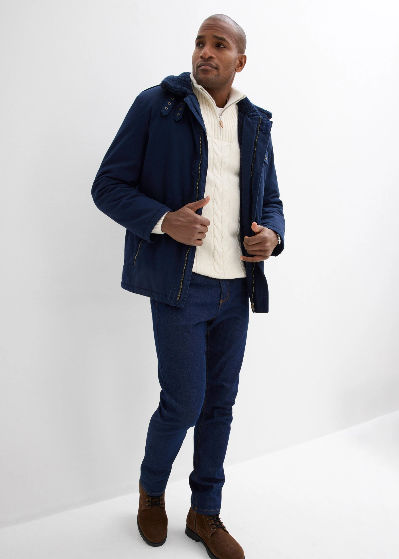 Jean droit classique, taille élastiquée • bleu foncé denim • Boutique bonprix