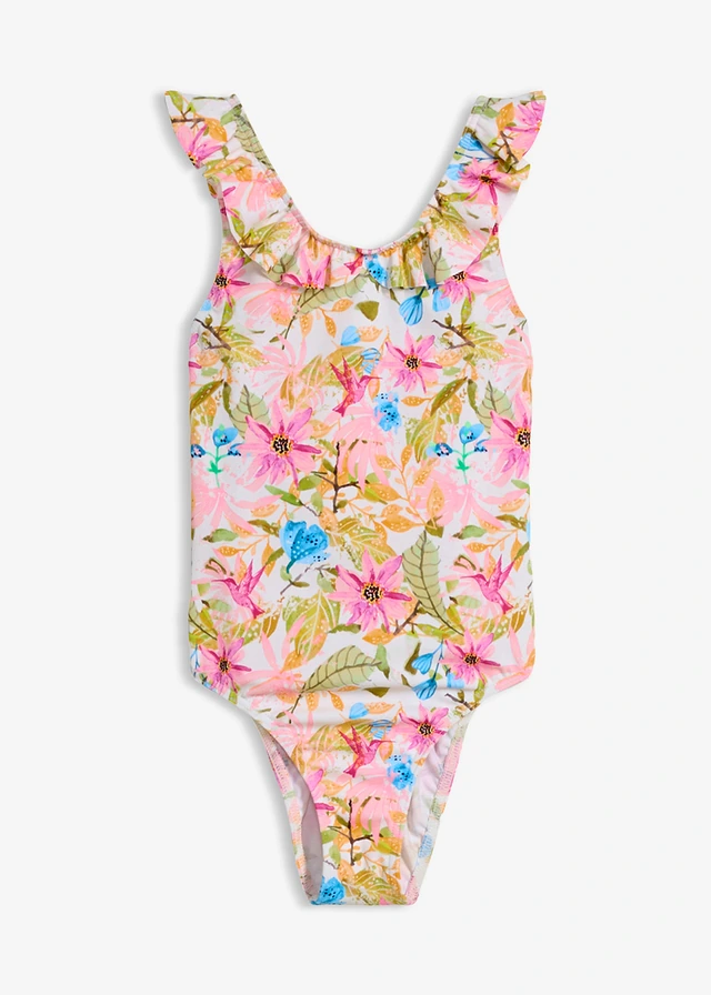 Badpak, Kleur: zilverkleur-middenfuchsia-lichtblauw gebloemd