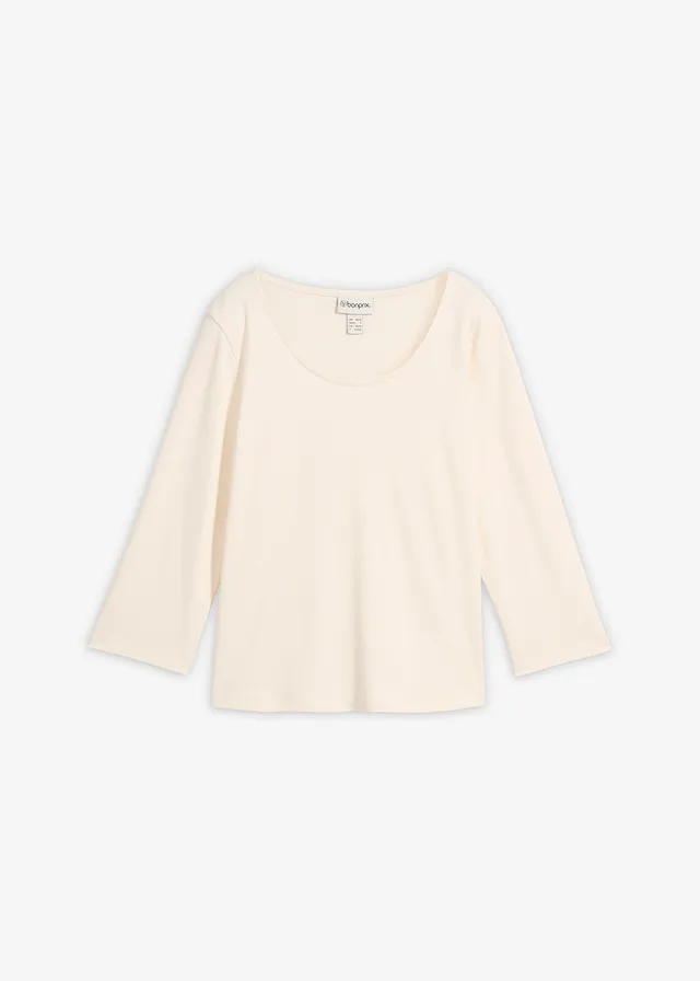 T-shirt manches 3/4 en jersey épais 100% coton