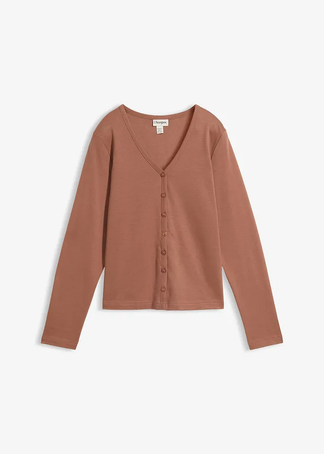 Jachetă din jerse gros 100% din bumbac organic • maro castaniu • magazin bonprix