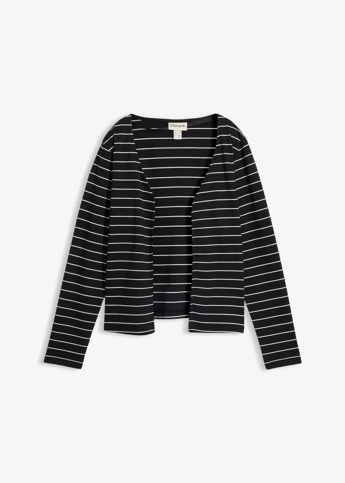 Gilet en jersey épais 100% coton • noir-blanc nacré rayé • Boutique bonprix