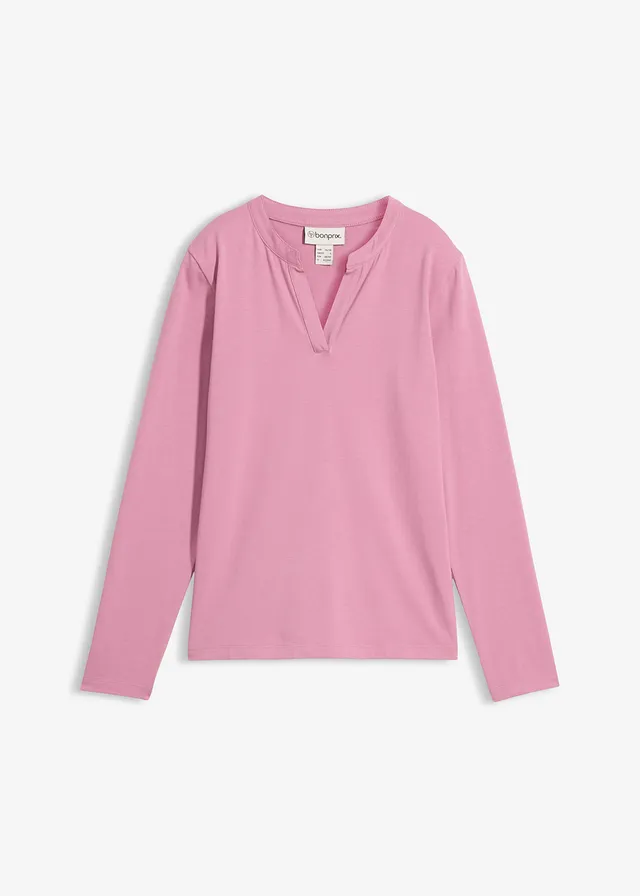 Heuplang Henley-shirt • mauve • bonprix online shop