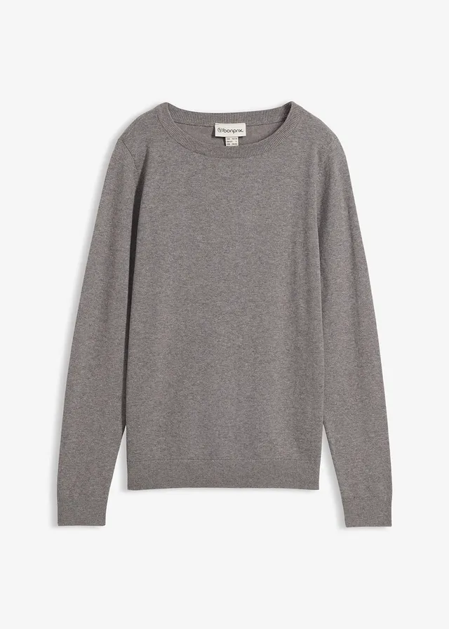 Pulover din tricotaj fin • gri melanj melanj • magazin bonprix