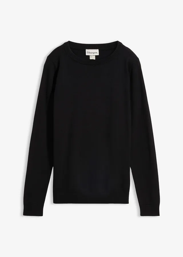 Pulover din tricotaj fin • negru • magazin bonprix