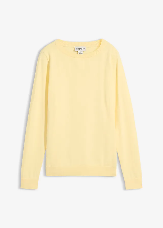 Sweter z cienkiej dzianiny • jasnożółty • sklep bonprix