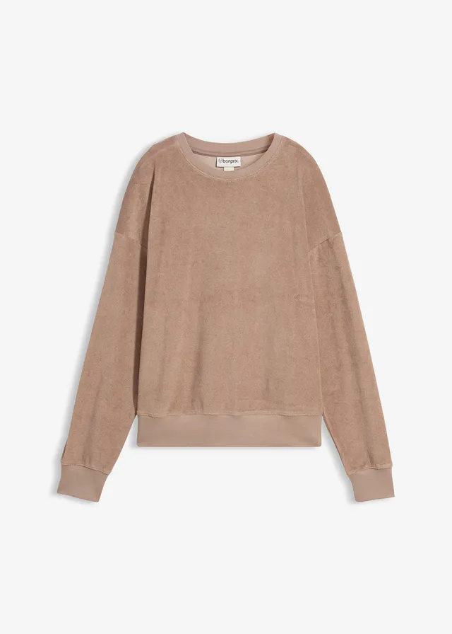 T-shirt manches longues en éponge, Couleur: taupe