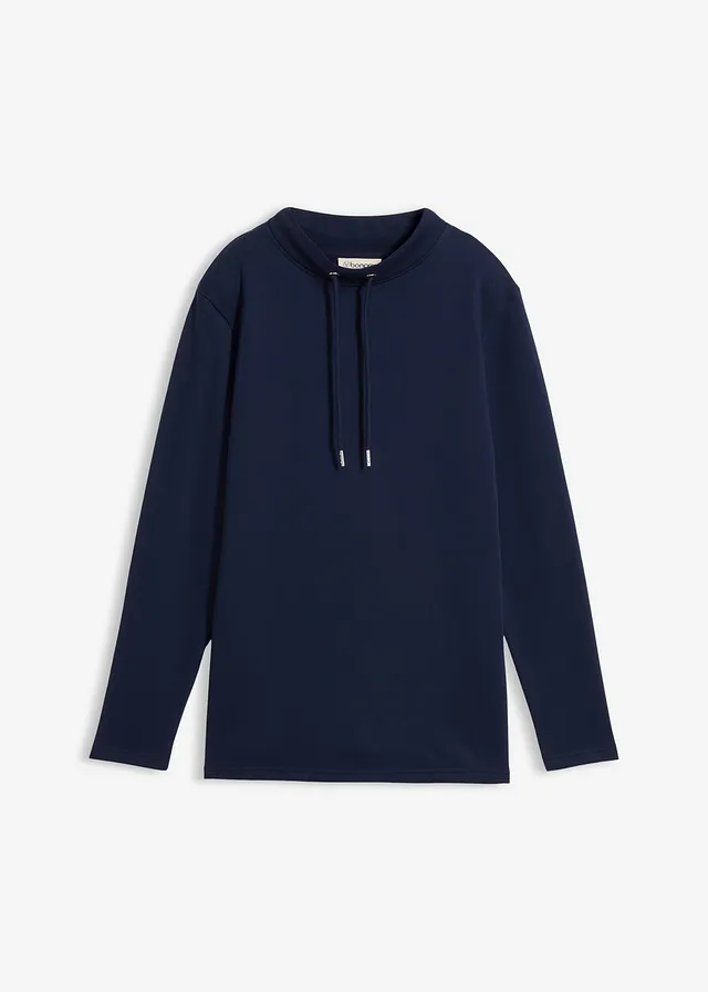 Sweater met split, Kleur: donkerblauw